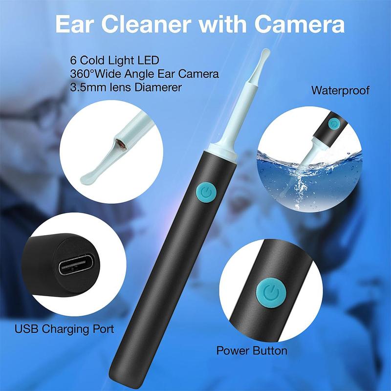 Intelligent Visual Ear Scoop, 1 Box Ear Wax Removal Tool, Ear Cleaner with Camera, Ear Wax Removal Kit with Accessories for iPhone, iPad, Android Phones