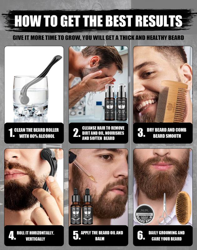 Christmas Gifts for Men, Beard Grooming Kit, Beard Kit with 2 Pack Beard Original Oil,Beard Brush,Wash Conditioner for After Shave Lotions,Balm,Combs,Razor & Brush Stands Scissor, Christmas Fathers Gifts for Men