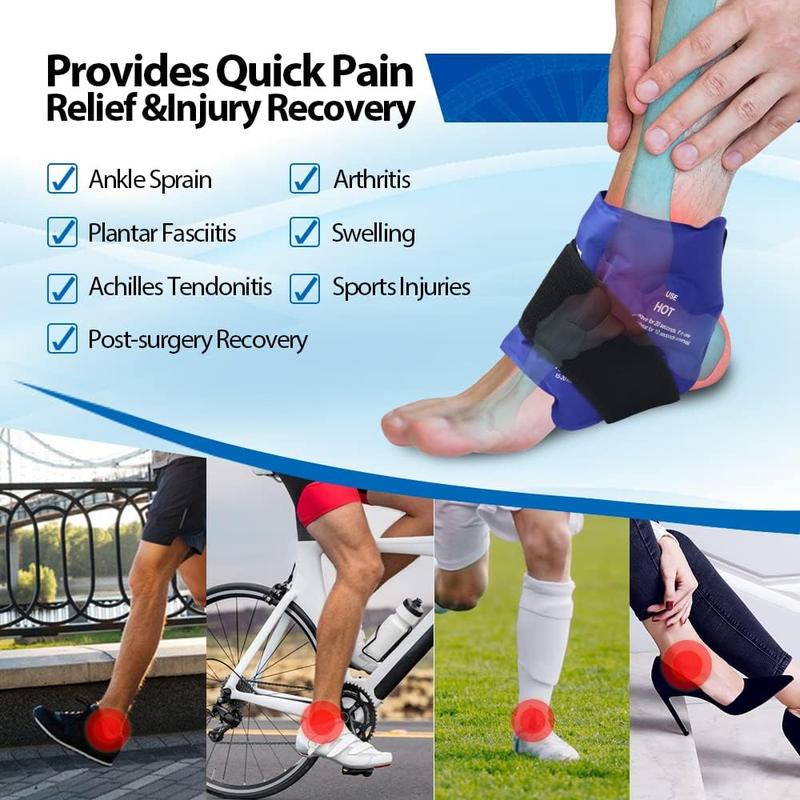 Ankle Ice Pack Wrap for Swelling, Ice Pack for Ankle Injuires Reusable, FSA or HSA Ankle Cold Pack Wrap Hot Cold Therapy Ankle Ice Wrap for Sprains, Achilles, Tendonitis - Blue