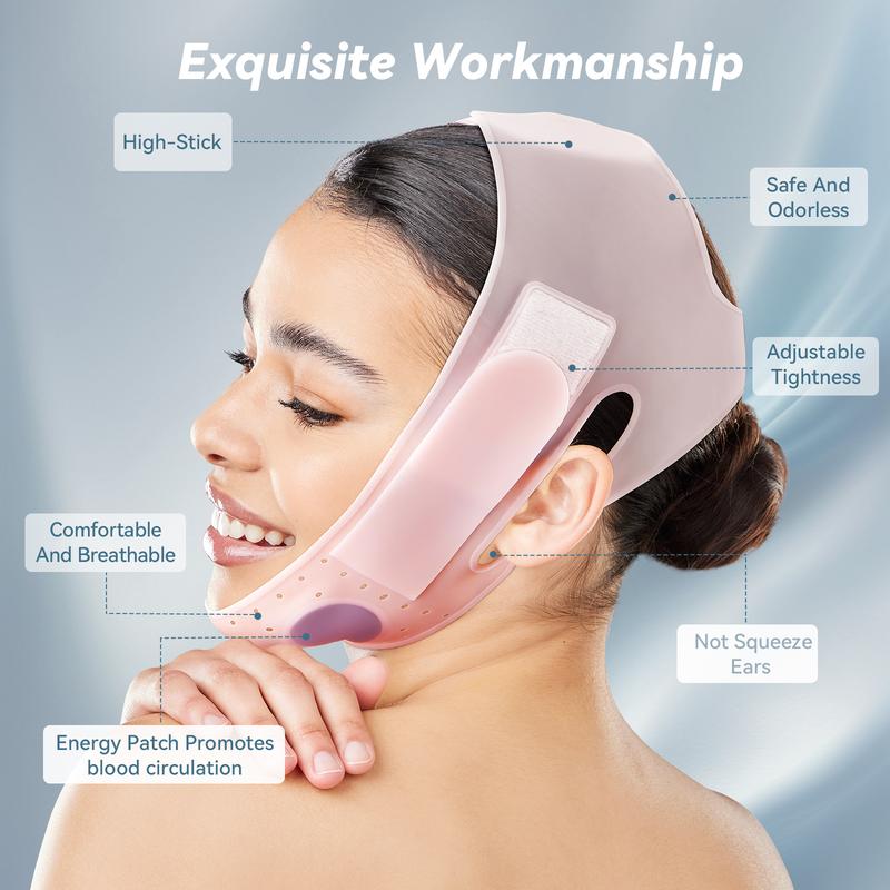 JUSRON V-Line Mask, Chin Up Mask V Shaped Face Mask, Soft Silicone Chin Strap Face Shaper to Removing Double Chin