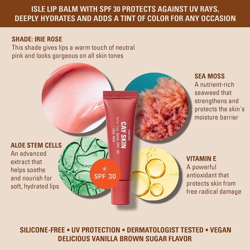 Isle Lip Balm Irie Rose SPF 30 with Sea Moss and Aloe Stem Cells