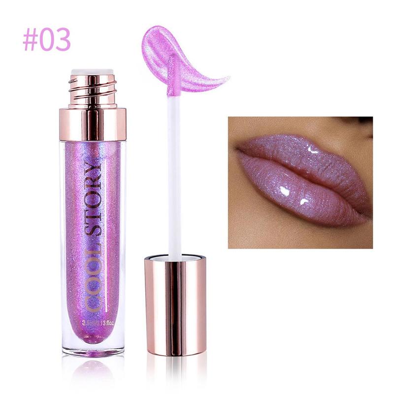 Glitter Lip Gloss, Shimmering Lip Glaze Stick, Long Lasting Tinted Moisturizing Liquid Lip Balm, Glossy Lip Glaze Stick, Plumping Lip Oil Lip Stick for All Occasions Makeup, Girls and Women, Christmas Gift