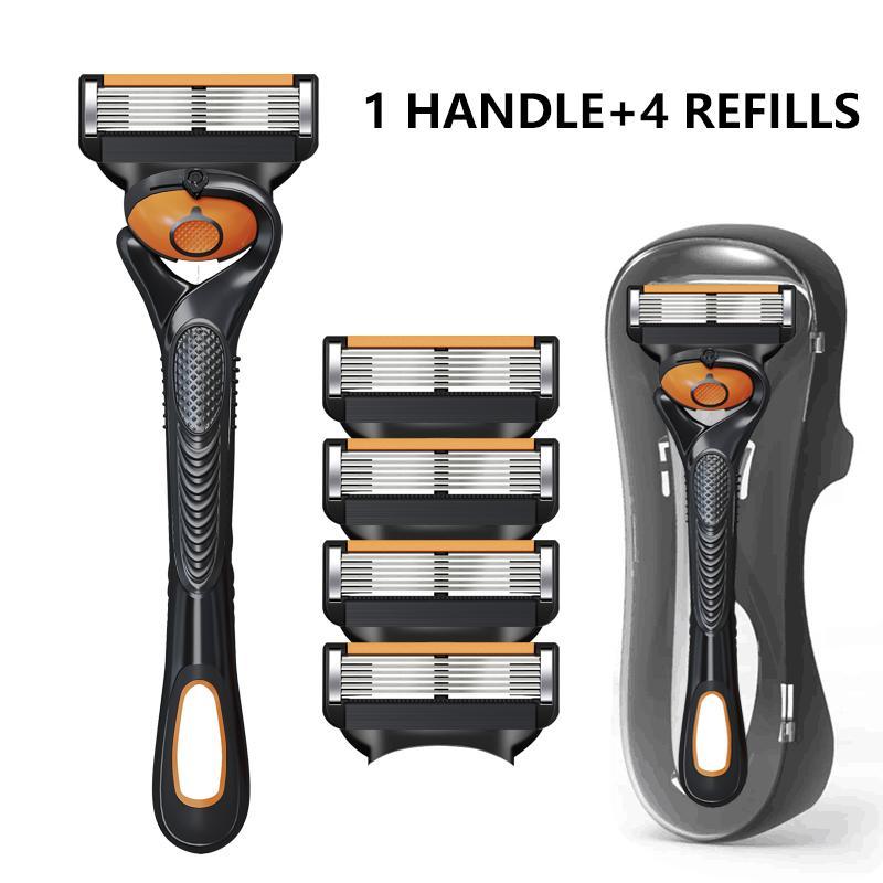 Manual Razor Set, 1 Count Handle & Replacement Heads, Washable Anti-slip Handle Razor, Safety Razor for Men, Men's Care Tool, Christmas Gift