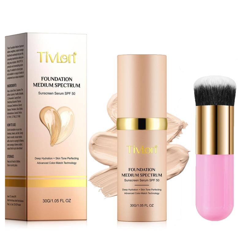 Color Changing Liquid Foundation & Makeup Brush Set, Long Lasting Lightweight Gentle Foundation, Moisturizing Makeup Product for Women & Girls