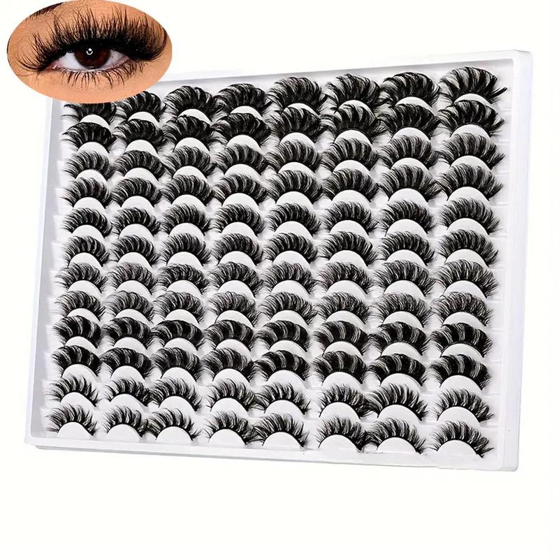 Mixed Fluffy Curly Fake Eyelashes (48 Pairs), Eye-catching Thick 5D Wispy Strip False Eyelashes, Eyelashes Extensions Suitable for Work, Dating, Queuing, Stage, and Multiple Occasions