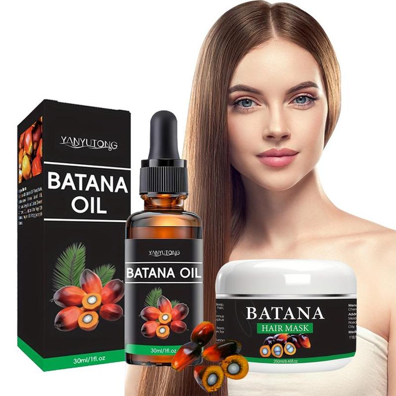 Batana Oil Hair Mask & Hair Care Serum, 2 Counts set Deep Moisturizing Hair Mask & Hair Care Serum, Hair Care & Styling Product for Women & Men, Christmas Gift