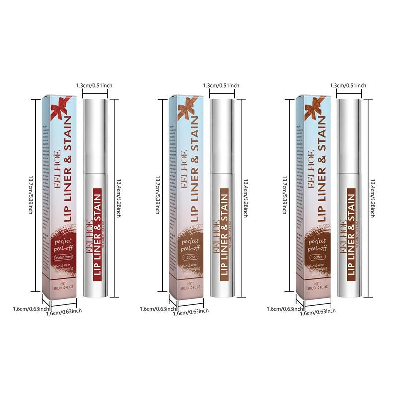 Peel Off Lip Liner, 3 Counts set Waterproof Long Lasting Lip Liner, Easy Coloring Lip Liner Pen, Suitable for All Occasions Lip Makeup, Christmas Gift