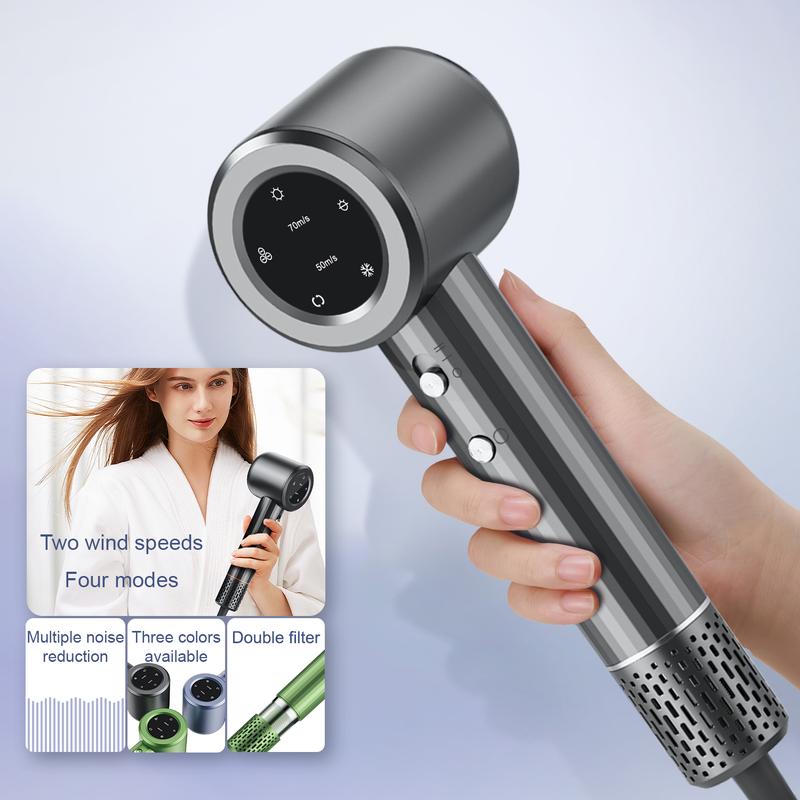High-speed hair dryer, hair dryer, household hair dryer, quick-drying hair dryer, 1400W professional hair dryer, negative ion hair dryer, 110,000 rpm brushless motor for quick drying, temperature-controlled hair dryer with clip-on nozzle
