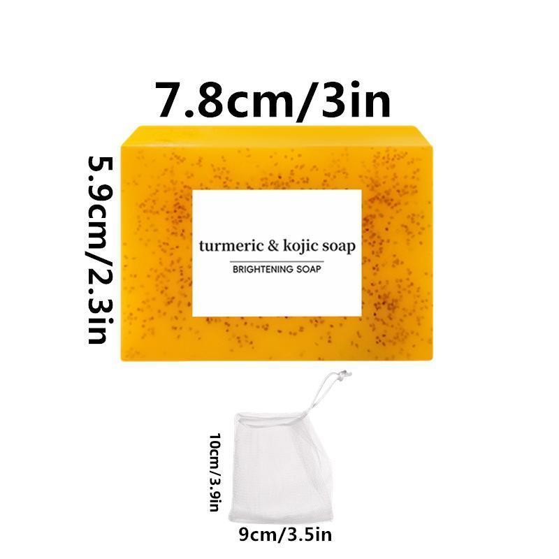 Turmeric & Kojic Brightening Soap Bar, 3 Counts 6 Counts Moisturizing Gentle Soap Bar with Soap Bag, Facial Cleanser and Body Wash, Skin Daily Cleansing Set