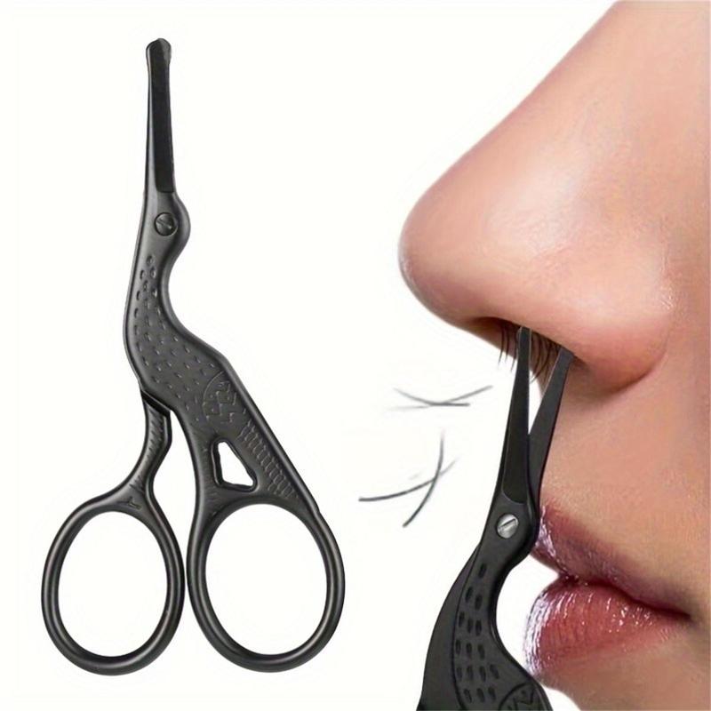 Stainless Steel Nose Hair Scissors, 1 Count Safety Round Head Stainless Steel Nose Hair Scissors, Professional Facial Hair Scissors for Men and Women