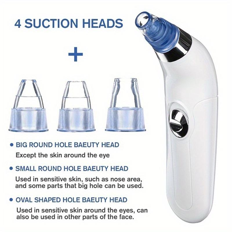 Hot-selling new blackhead remover pore vacuum, with 4 suction heads, 3 suction strengths, USB rechargeable, a facial acne extraction tool.