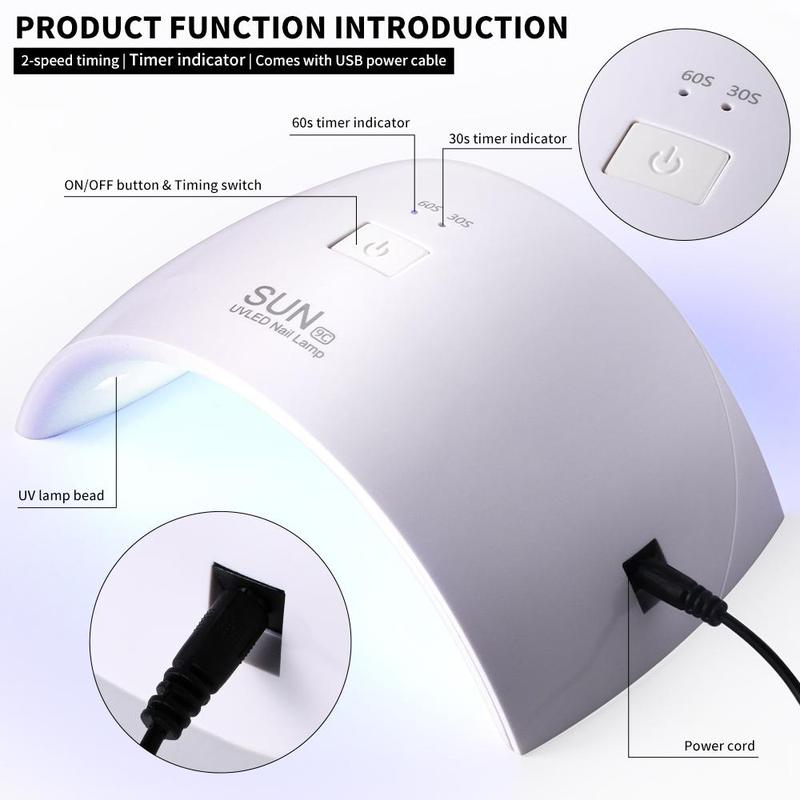 UV LED Nail Lamp, Professional Nail Polish Curing Lamp, Nail Art Tool for Home & Salon Use, Manicure & Pedicure Tools