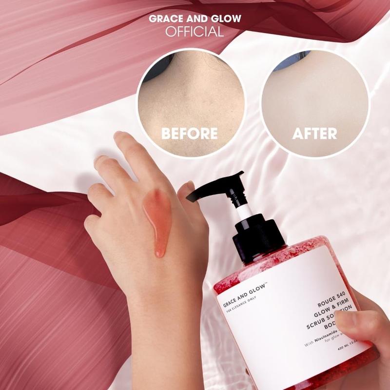 Grace and Glow : Rouge 540 Scrub solution Body Wash with Niacinamide and Collagen for Glow and Firm Skin 400ml