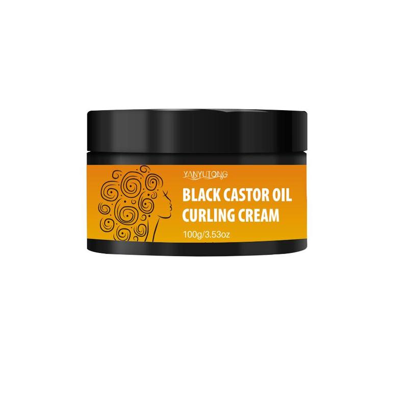 Black Castor Oil Curling Cream, Long Lasting Moisturizing Hair Cream, Hair Care & Styling Product for Women & Men, Christmas Gift