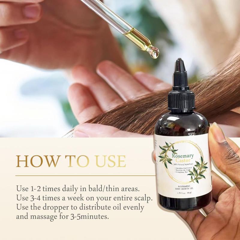 Rosemary & Castor Nourishing Hair Oil, 1 2 Boxes Strengthening & Smoothing Scalp Care Oil, Hair Care & Styling Product for Men & Women, Hair Oil for Daily Use