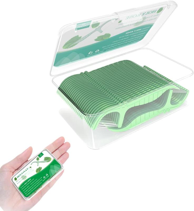 Floss Picks Portable Case 2 Box with -Line Flossers 100 Count,Mint Flavor,Dual Action Flossing Clean System,50 Count Boxs,Easy Storage.