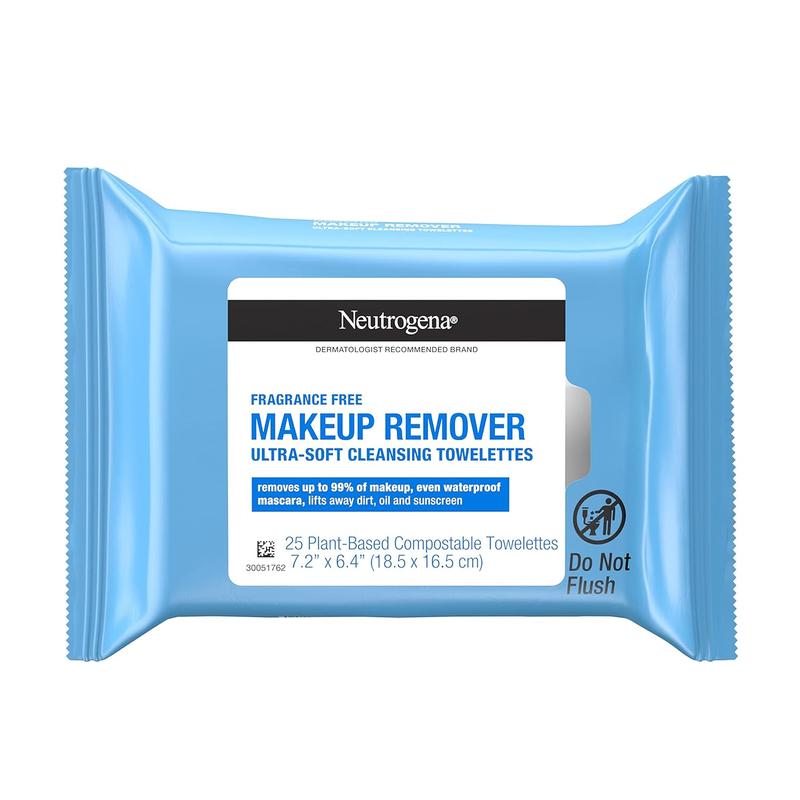 Neutrogena Cleansing Fragrance Free Makeup Remover Face Wipes, Cleansing Facial Towelettes for Waterproof Makeup, Alcohol-Free, Unscented Gentle Daily