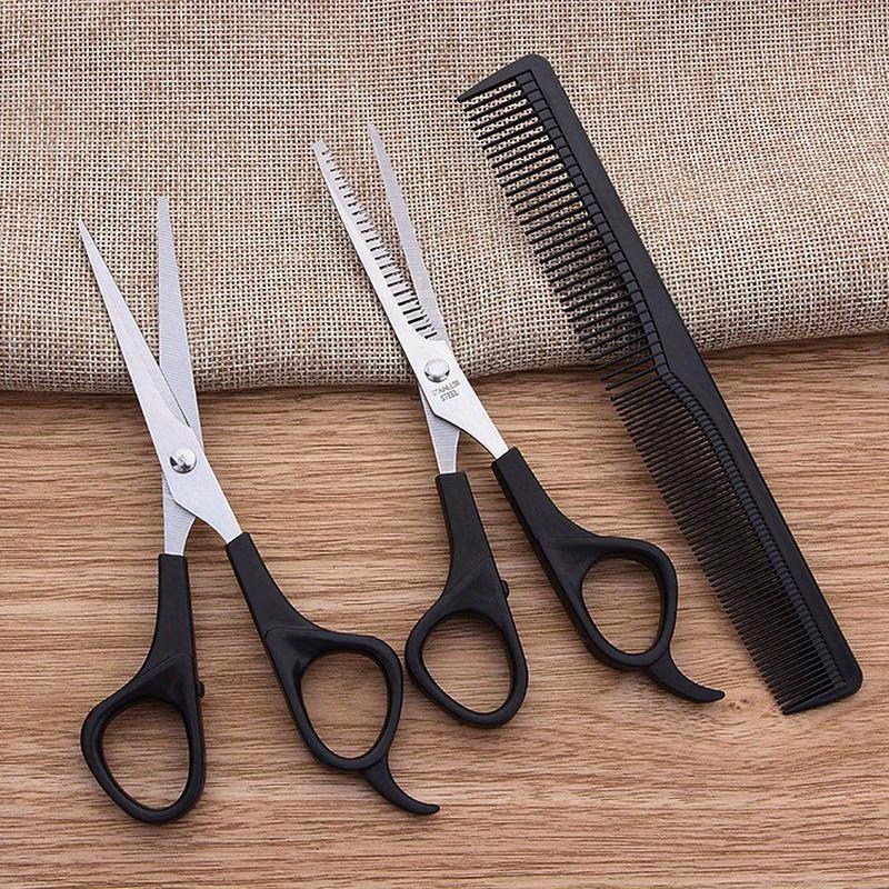 Hairdressing Scissors Combination Set, 3 Counts set Teeth Shaped Scissors & Comb, Professional Hair Styling Tools for Salon & Barber Shop