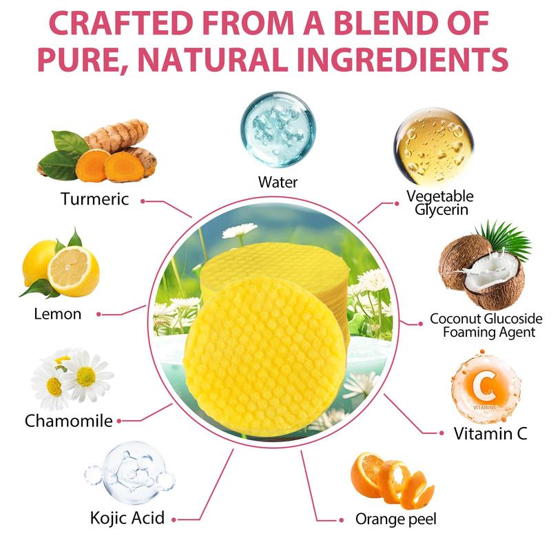 Kojic Acid & Turmeric Cleansing Pads, Vitamin B5 & Vitamin C Facial Skin Care Pads, Brightening & Firming Facial Skin Care Product for Women & Men
