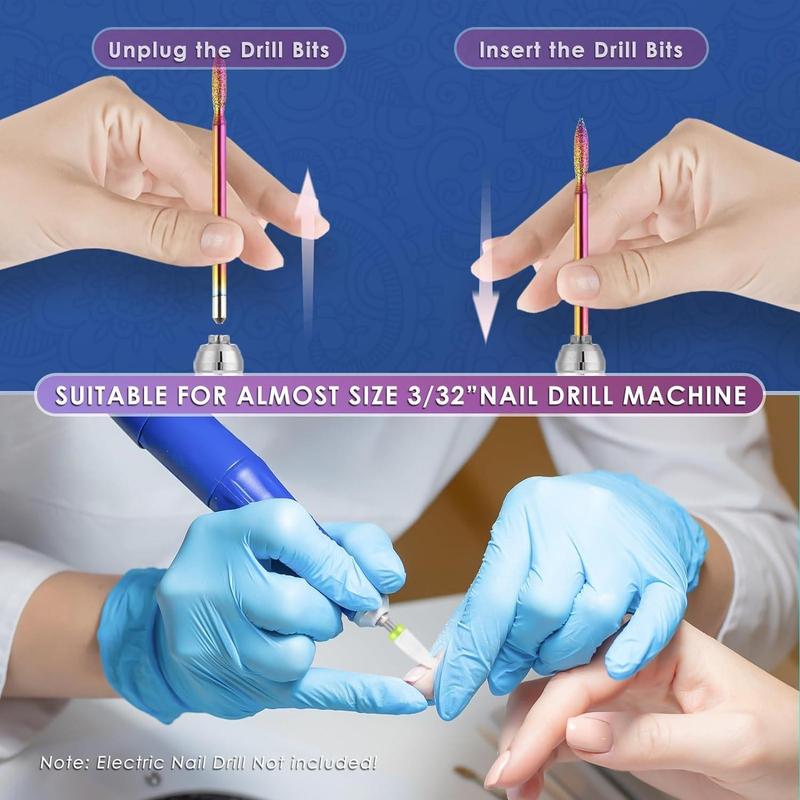 Nail Drill Bits Set with Nail Drill Holder Case, 21pcs set Diamond Cuticle Electric Nail File & Ceramic Acrylic Gel Nail Bit Kit, Manicure Pedicure Tool