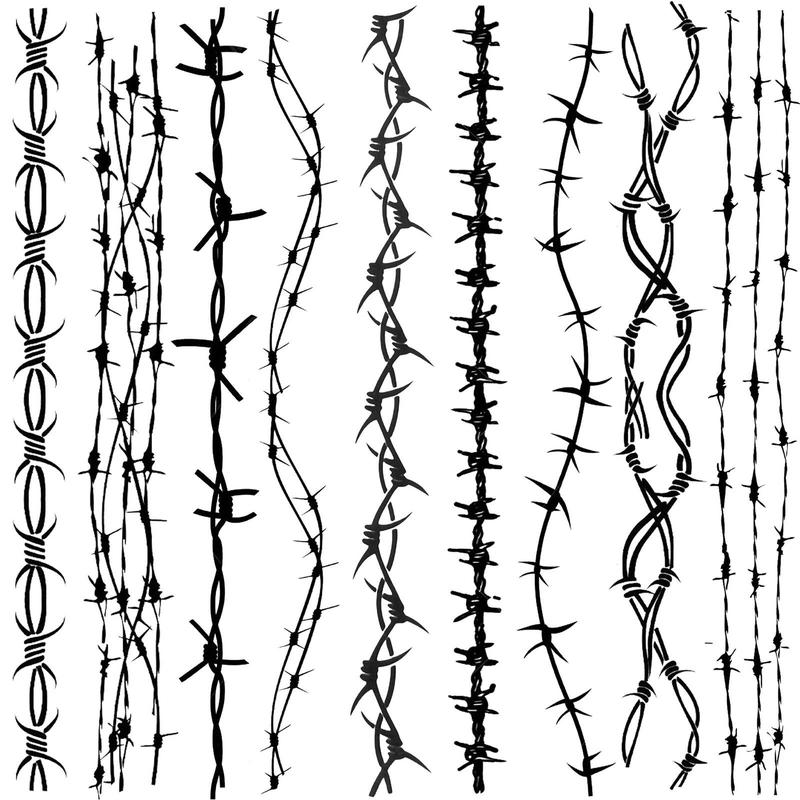 Barbed Wire Temporary Tattoo Sticker, 9 Counts Realistic Black Barb Wire Fake Tattoo Sticker, Body Art Decoration for Women & Men