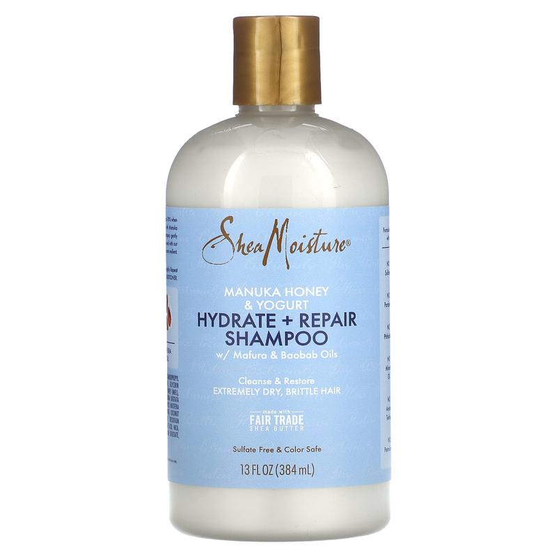 SheaMoisture Manuka Honey & Yogurt, Hydrate + Repair Shampoo with Mafura & Baobab Oils, 13 fl oz (384 ml)