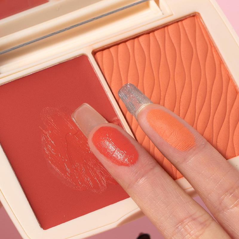 2 in 1 Blush Palette, Long Lasting Lightweight Powder Blush, Cheeks Contour Blush Pressed Powder, Natural Look Blush for Daily Makeup
