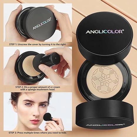 Mushroom Head Air Cushion CC Cream Strong Concealer,Face Makeup Cushion Foundation Long-Lasting,Moisturizing BB Cream Makeup All Skin Types