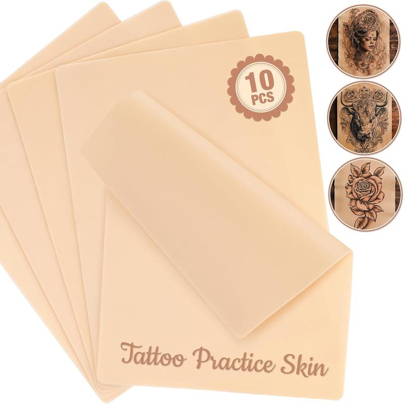Blank Tattoo Practice Skin, 10pcs set Silicone Practice Skin, Double-sided Skin Practice Skin, Suitable for Novice Tattoo Practice
