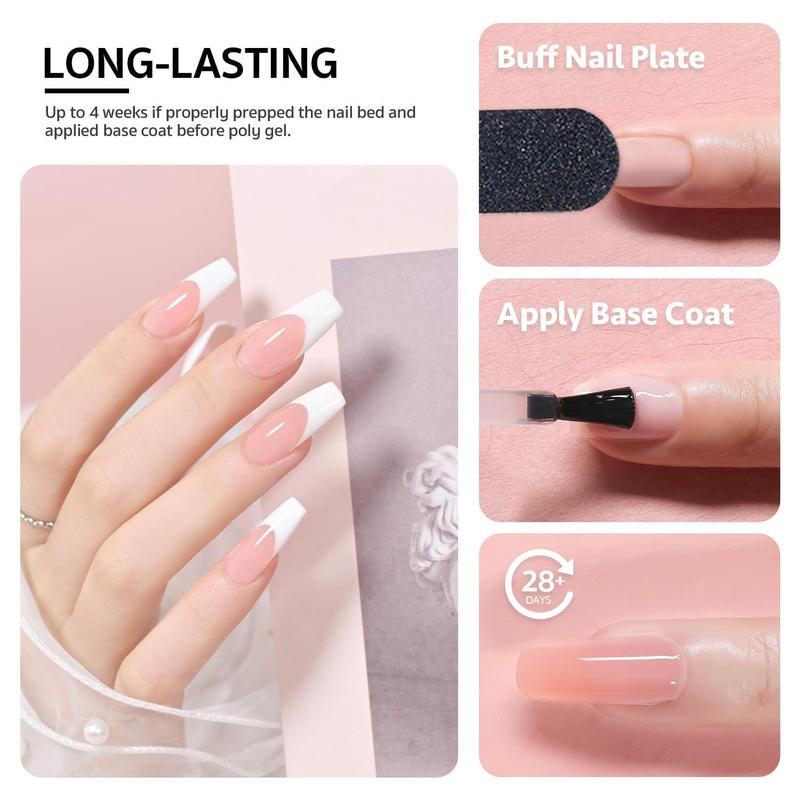 Long-lasting Poly Gel Nail Extension Kit, 1 Set LED UV Hard Fiber Gel for Nail Retouching and Extension, Easy to Use, Home Nail Art for Beginners