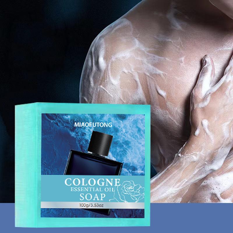 Men's Skin Cologne Essential Oil Soap Bar (100g), 1 Count Gentle Cleansing Oil Soap for Men, Cologne Smelling Soap for Men, Body Wash & Soap for Men