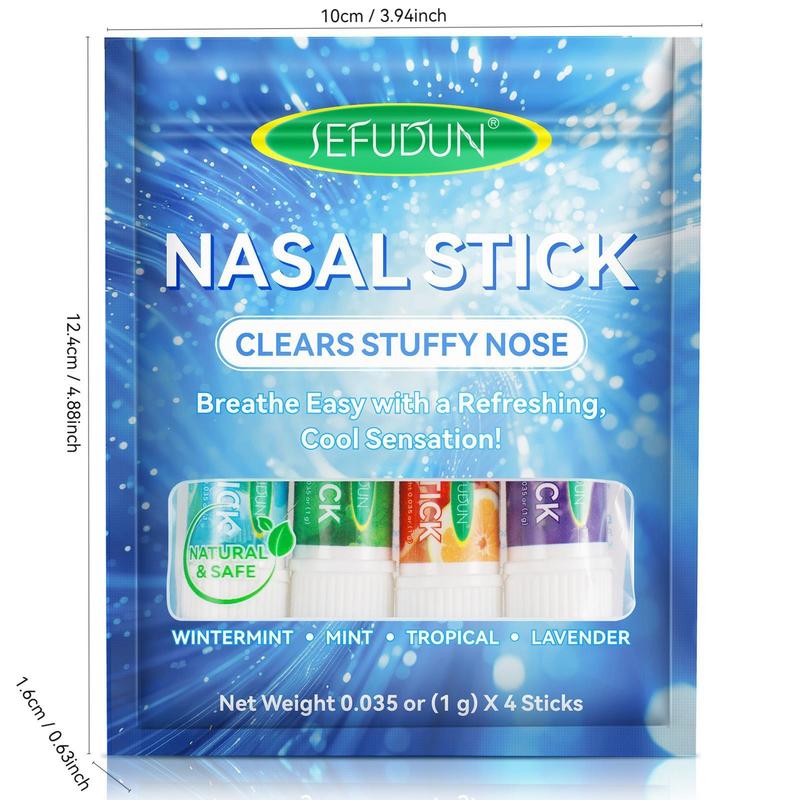 Natural Plant Essential Oil Nasal Stick, 4 Counts set Refreshing Nasal Stick, Nasal Congestion Relief Stick, Work Study Efficiency Enhancer