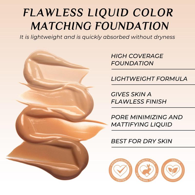 Color Changing Liquid Foundation & Makeup Brush Set, Long Lasting Lightweight Gentle Foundation, Moisturizing Makeup Product for Women & Girls