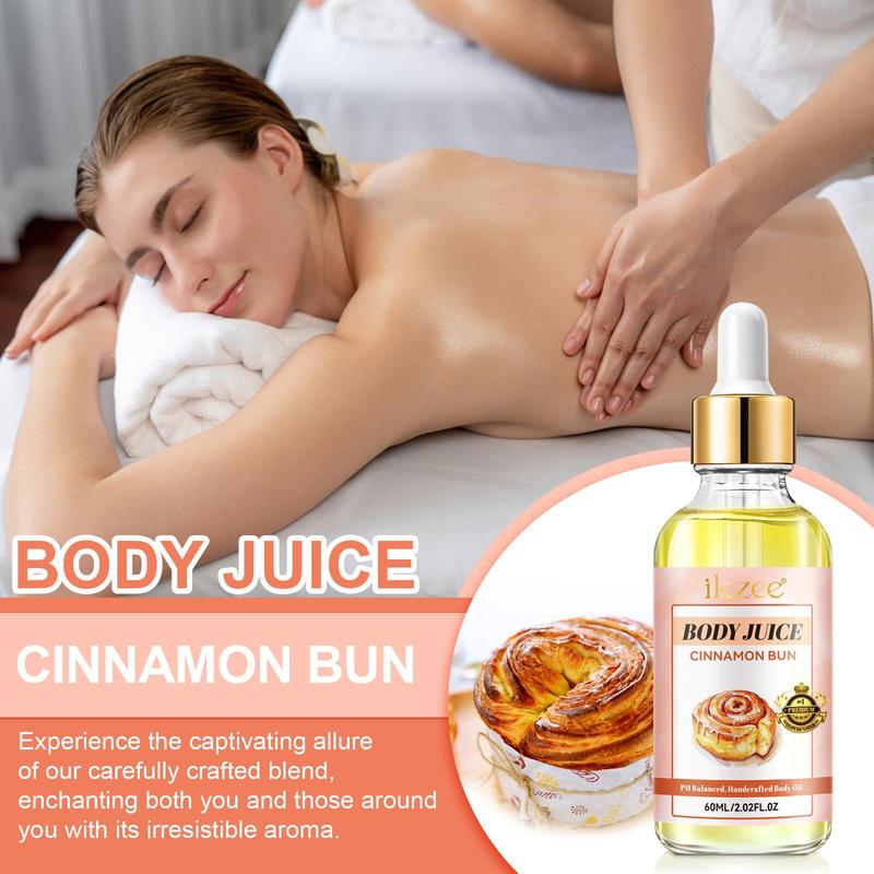 Cinnamon Bun Body Juice Oil, 2 Counts Handcrafted Body Oil, Handmade Body Care Oil, Fragrance Oil, Embrace Your Essence