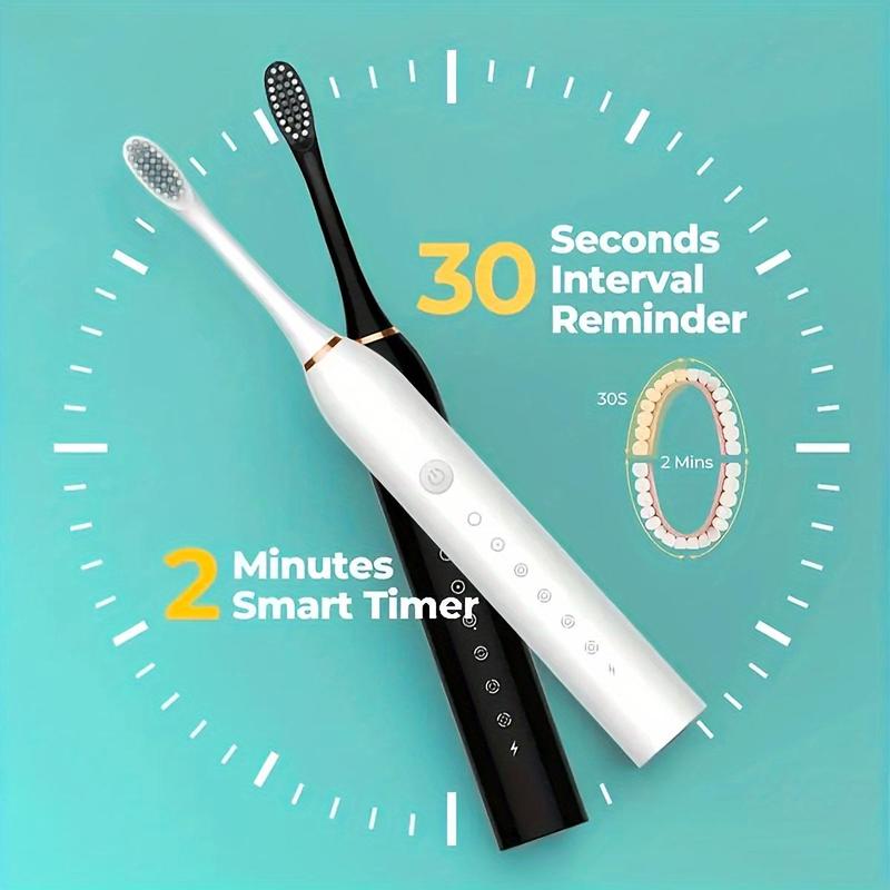 Electric Toothbrush Set, 1 Box Waterproof Rechargeable Toothbrush & Replacement Brush Heads, Oral Care Product for Adults, Spin Brush Teeth, Winter Gift, Christmas, Christmas Gift