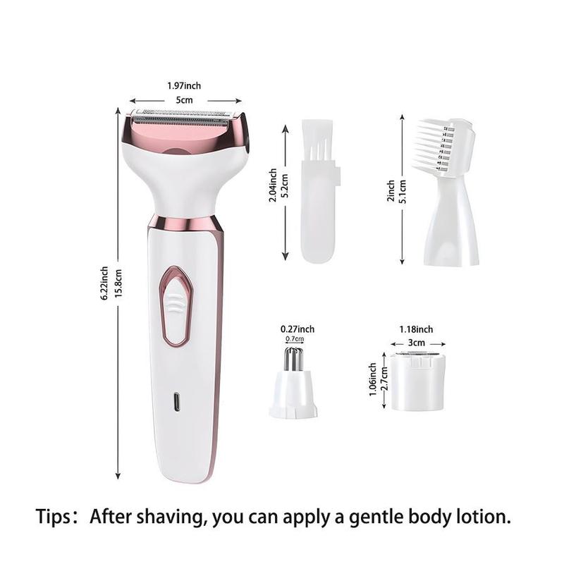 Electric Shaver for Women, Rechargeable & Portable Shaver Kit, Lady Electric Shaver for Face, Nose, Legs, Underarm & Bikini, Wet & Dry Painless Shaving, Christmas Gift
