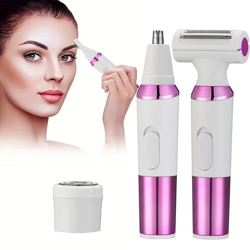 4 in 1 Electric Women's Trimmer Kit, 1 Set Rechargeable Body Hair Razor, Waterproof Painless Epilator, Nose Hair Removal Tool for Women