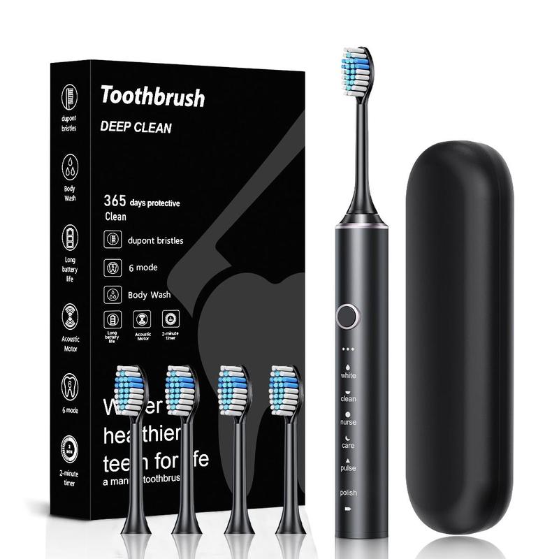 Rechargeable Electric Toothbrush Set, 1 Set Automatic Smart Toothbrush with Replacement Brush Heads, Deep Cleaning Toothbrushes for Women & Man