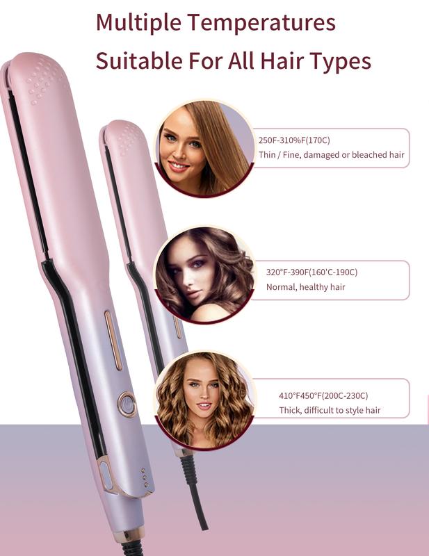 Hair Straightener and Curler 2 in 1, Straightening Iron with Anion Hair Care Fast Heat Titanium Negative Ions to Create Sleek Style Comfort