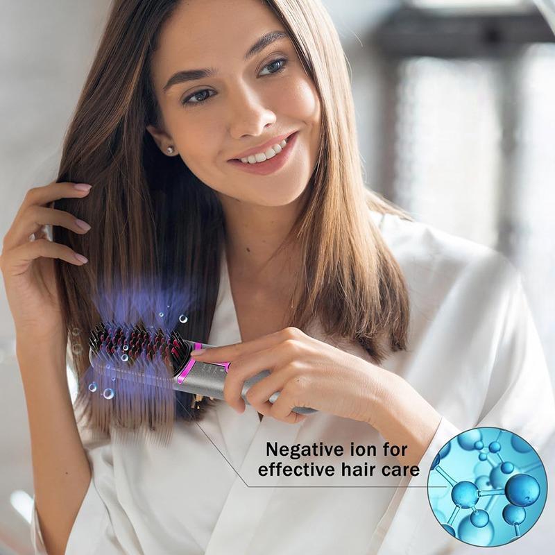 Cordless Hair Straightener Brush, USB Rechargeable Fast Heating Straightening Brush with Negative Ion, Lightweight for Travel