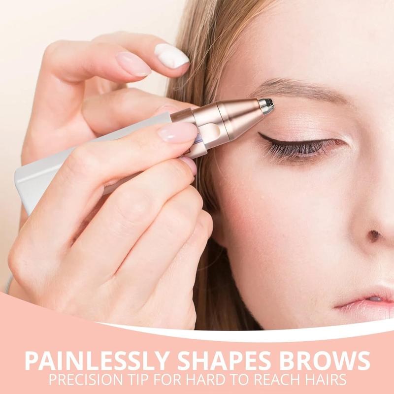Facial & Eyebrow 2 in 1 Rechargeable Hair Remover for Women ,For Face Eyebrows Peach Fuzz Lips Trimmer with Light,Painless Electric Hair Removal