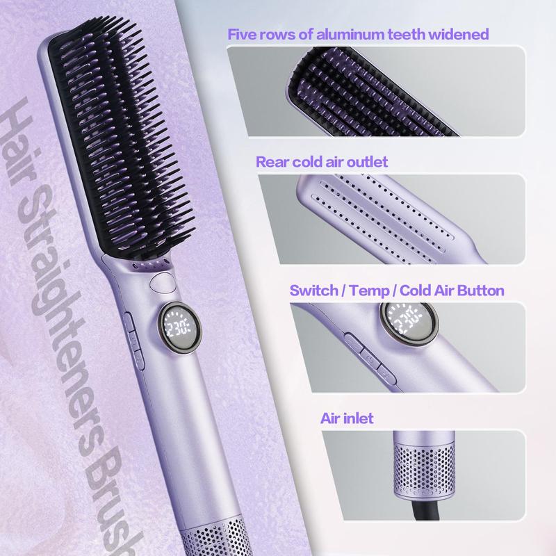 Hair Straightener with LED Display, 1 Box Professional Negative Ion Hair Straightening Comb, Hair Styling Tool for Home & Salon Use