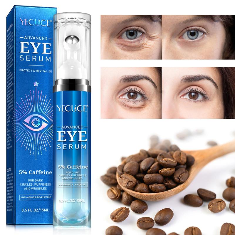 15ml Eye Serum, 1 Box 360° Stainless Steel Ball Design Eye Serum, Deep Hydration Moisturizing Eye Serum, Eye Care Product for Women & Men