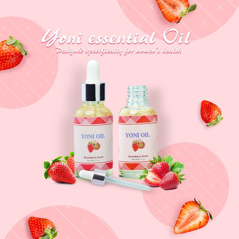 2 Packs Yoni Oil for Women,  Feminine Oil, Ph Balanced for Women, Eliminates Odor and Soothes, Feminine Intimate Deodorant Made with Strawberry Oils (1 fl oz 30 ml) Hydrating Moisturize