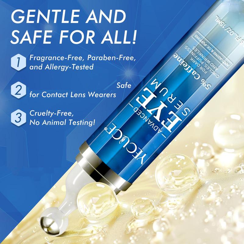 15ml Eye Serum, 1 Box 360° Stainless Steel Ball Design Eye Serum, Deep Hydration Moisturizing Eye Serum, Eye Care Product for Women & Men
