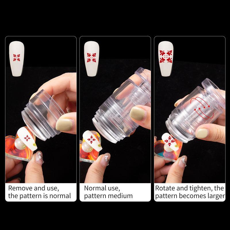 Rotating Nail Seal Tool, 2 Counts set Shrinking & Expanding Nail Art Stampers with Silicone Seal, Nail Art Tool for Women & Girls