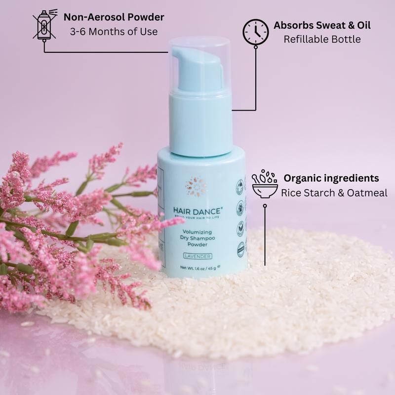Organic Dry Shampoo Powder - Non-Aerosol, US Made, Benzene-Free, All Hair Types - Lavender Natural Haircare