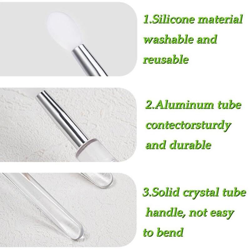 Nail Art Powder Brush (2pcs set), Silicone Nail Art Powder Brush, Manicure Powder Brush, Professional Manicure Tool for Women & Girls