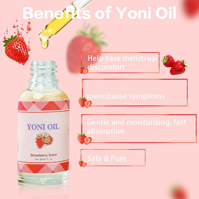 2 Packs Yoni Oil for Women,  Feminine Oil, Ph Balanced for Women, Eliminates Odor and Soothes, Feminine Intimate Deodorant Made with Strawberry Oils (1 fl oz 30 ml) Hydrating Moisturize