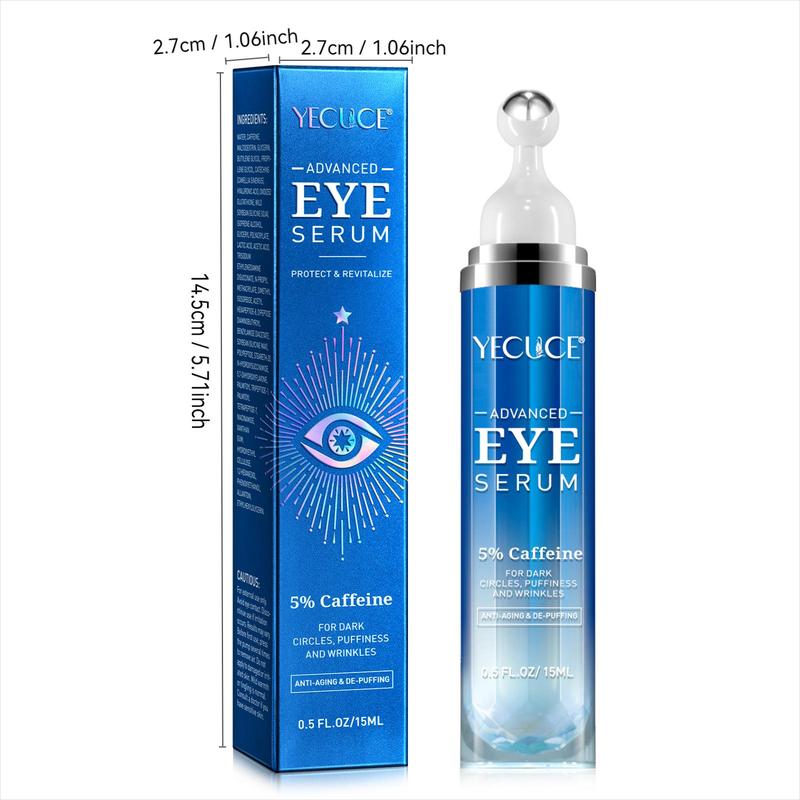 15ml Eye Serum, 1 Box 360° Stainless Steel Ball Design Eye Serum, Deep Hydration Moisturizing Eye Serum, Eye Care Product for Women & Men